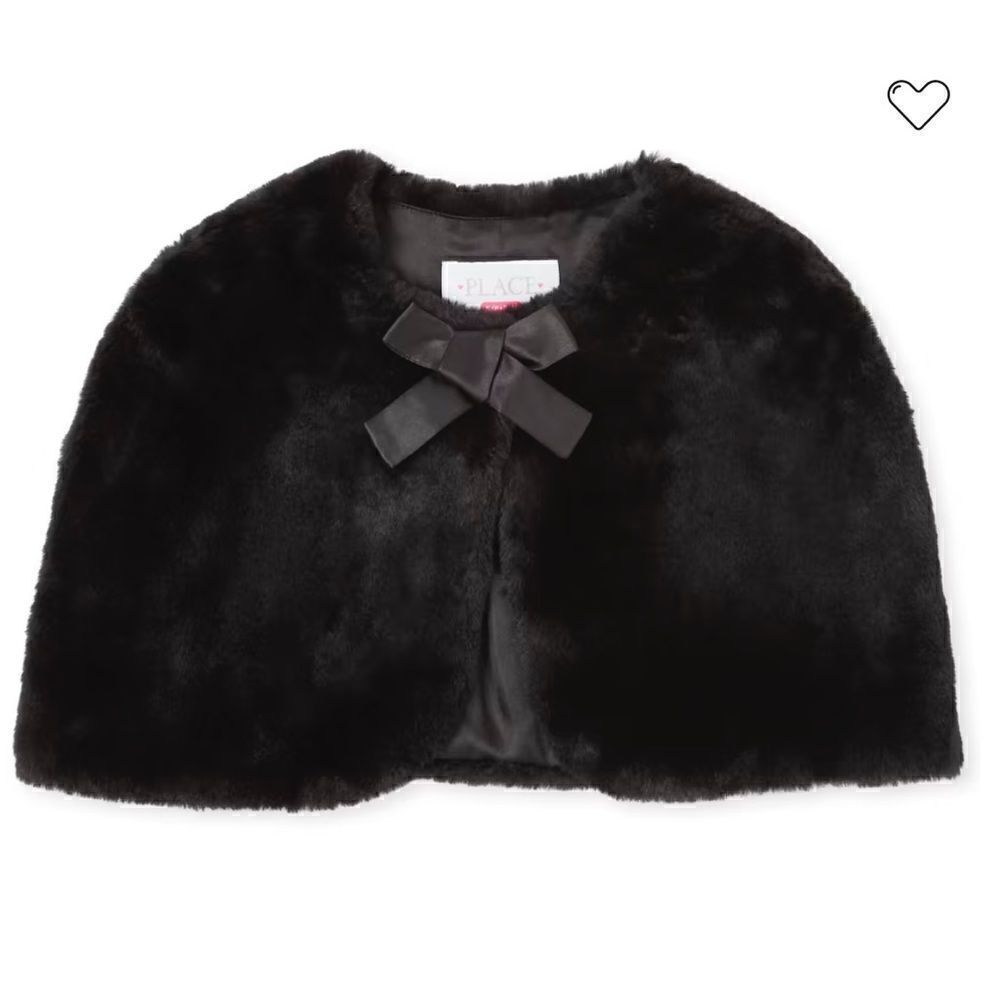 Children’s Place Faux Fur Black Cape(Size L 10/12)